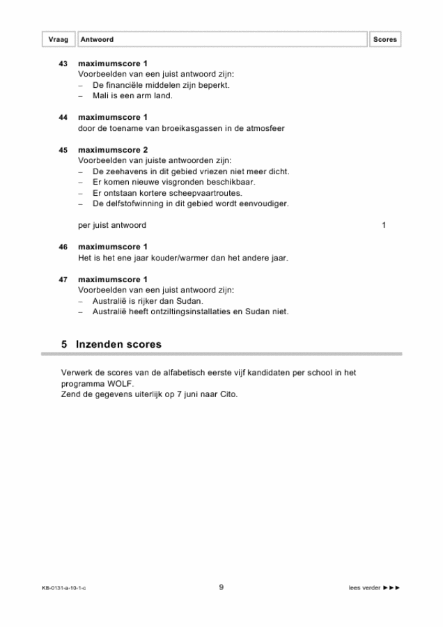 Correctievoorschrift examen VMBO KB aardrijkskunde 2010, tijdvak 1. Pagina 9
