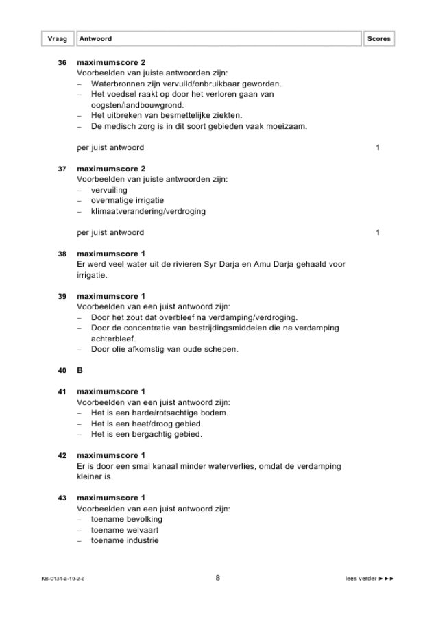 Correctievoorschrift examen VMBO KB aardrijkskunde 2010, tijdvak 2. Pagina 8