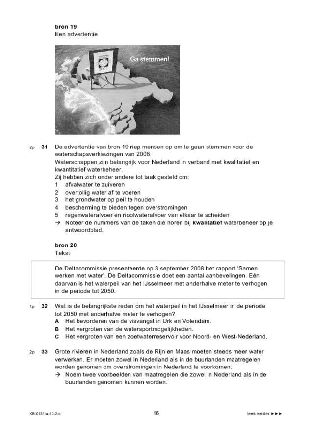 Opgaven examen VMBO KB aardrijkskunde 2010, tijdvak 2. Pagina 16