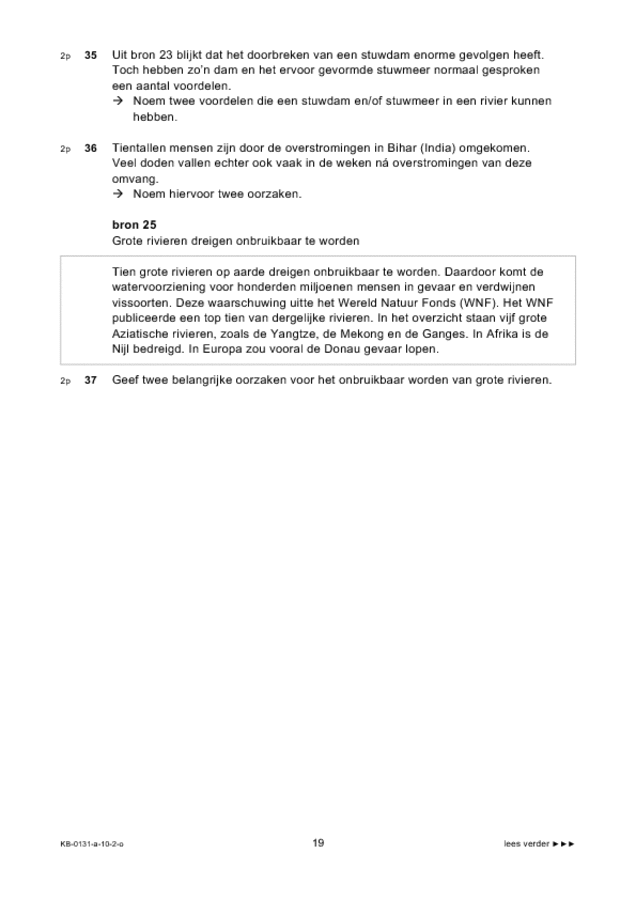 Opgaven examen VMBO KB aardrijkskunde 2010, tijdvak 2. Pagina 19