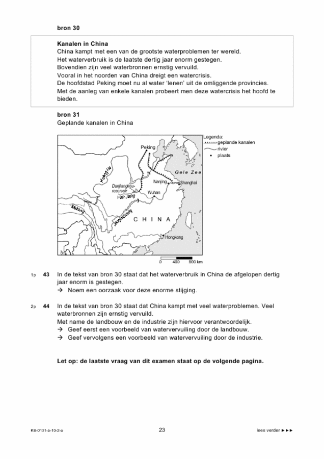 Opgaven examen VMBO KB aardrijkskunde 2010, tijdvak 2. Pagina 23