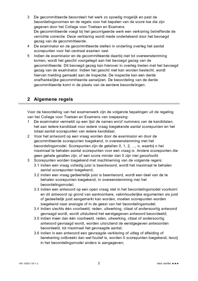 Correctievoorschrift examen VWO wiskunde A 2015, tijdvak 1. Pagina 2
