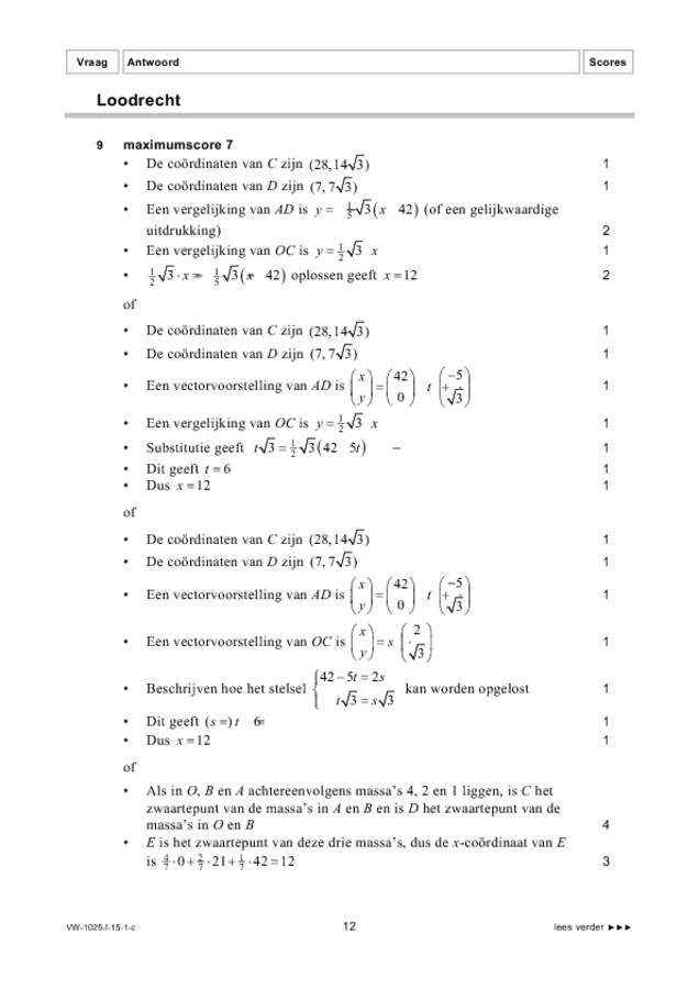Correctievoorschrift examen VWO wiskunde A 2015, tijdvak 1. Pagina 12