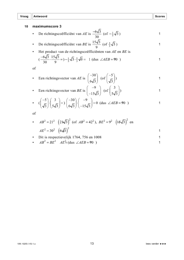 Correctievoorschrift examen VWO wiskunde A 2015, tijdvak 1. Pagina 13