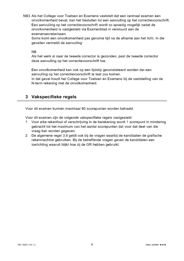 Correctievoorschrift examen VWO wiskunde A 2015, tijdvak 1. Pagina 4