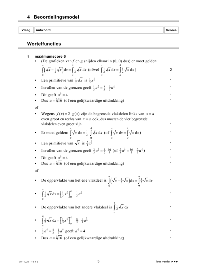 Correctievoorschrift examen VWO wiskunde A 2015, tijdvak 1. Pagina 5