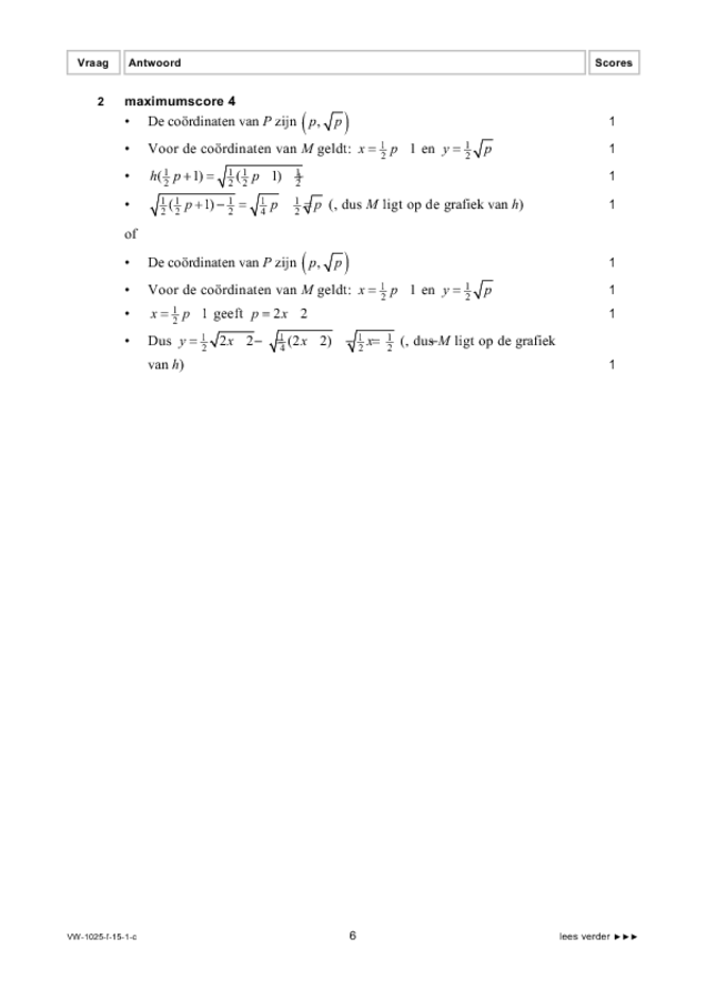 Correctievoorschrift examen VWO wiskunde A 2015, tijdvak 1. Pagina 6