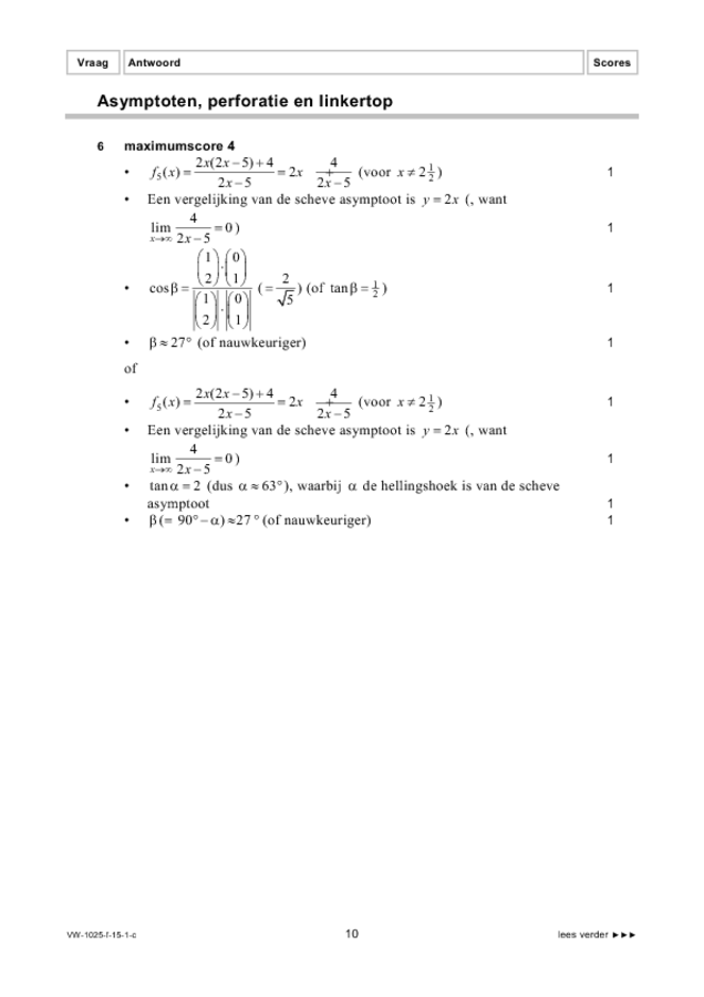 Correctievoorschrift examen VWO wiskunde A 2015, tijdvak 1. Pagina 10