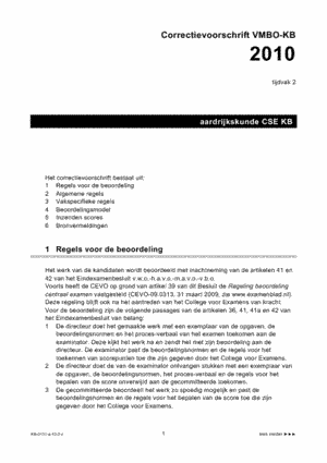 Antwoorden examen VMBO KB aardrijkskunde 2010, tijdvak 2