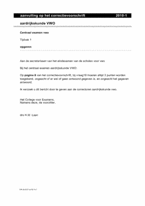 Antwoorden examen VWO aardrijkskunde 2010, tijdvak 1
