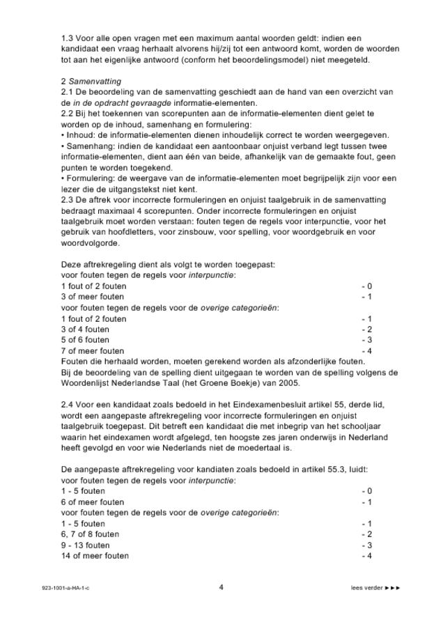 Correctievoorschrift examen HAVO Nederlands 2009, tijdvak 1. Pagina 4