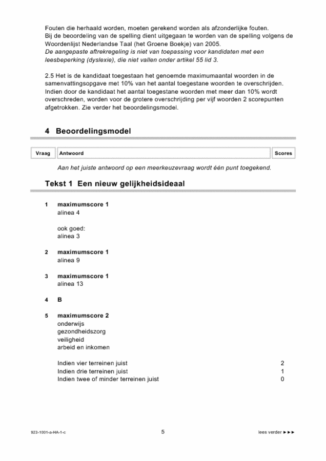 Correctievoorschrift examen HAVO Nederlands 2009, tijdvak 1. Pagina 5