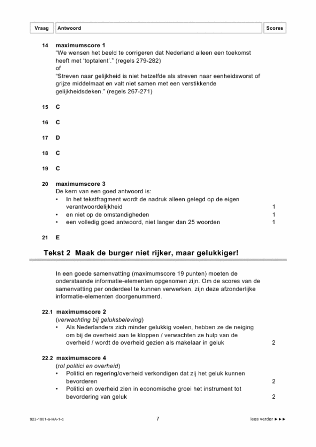 Correctievoorschrift examen HAVO Nederlands 2009, tijdvak 1. Pagina 7