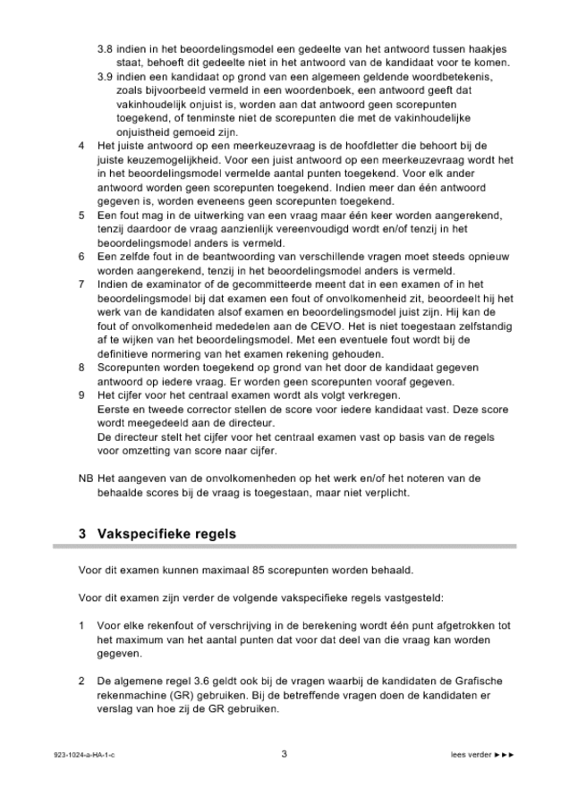 Correctievoorschrift examen HAVO wiskunde A 2009, tijdvak 1. Pagina 3
