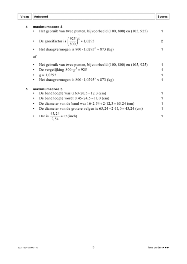 Correctievoorschrift examen HAVO wiskunde A 2009, tijdvak 1. Pagina 5