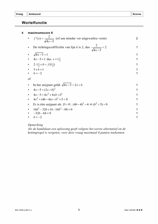 Correctievoorschrift examen HAVO wiskunde B 2009, tijdvak 1. Pagina 5