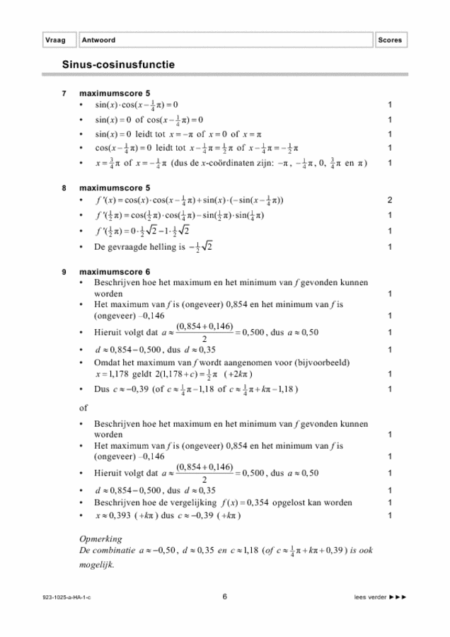 Correctievoorschrift examen HAVO wiskunde B 2009, tijdvak 1. Pagina 6