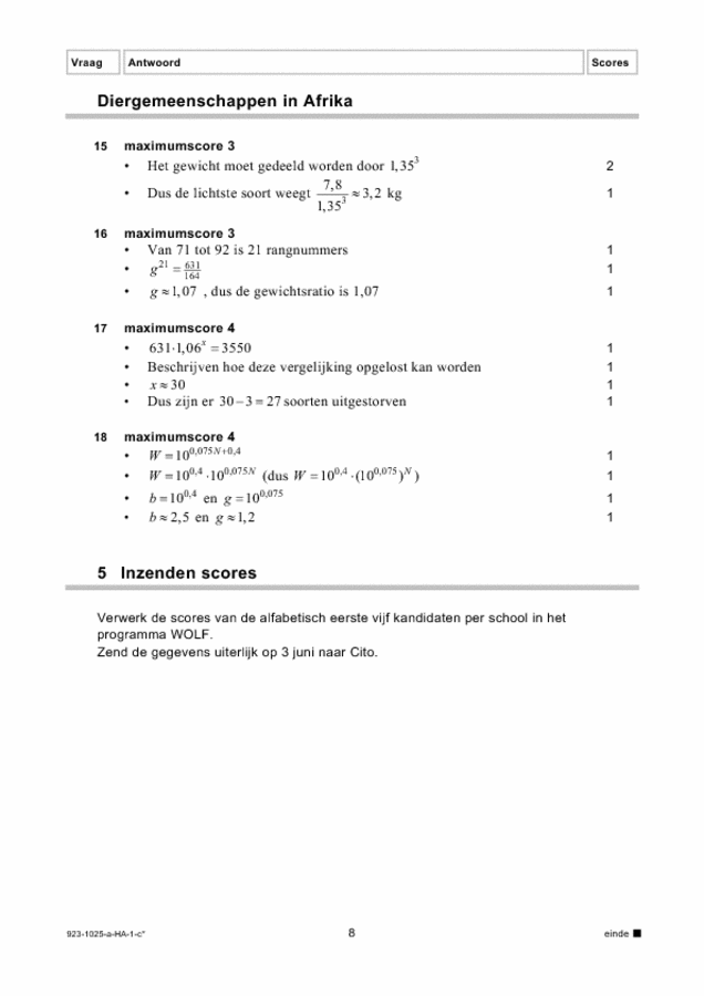 Correctievoorschrift examen HAVO wiskunde B 2009, tijdvak 1. Pagina 8