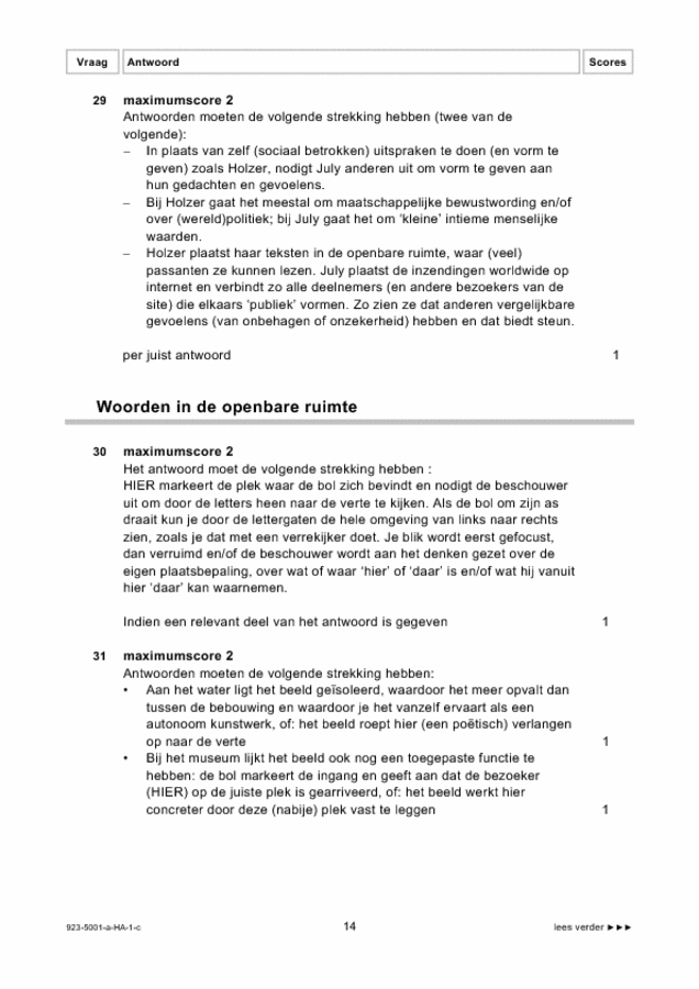 Correctievoorschrift examen HAVO tekenen, handenarbeid en textiele werkvormen 2009, tijdvak 1. Pagina 14