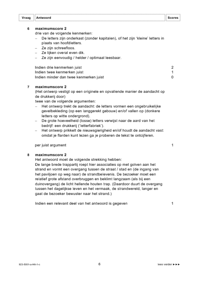 Correctievoorschrift examen HAVO tekenen, handenarbeid en textiele werkvormen 2009, tijdvak 1. Pagina 6