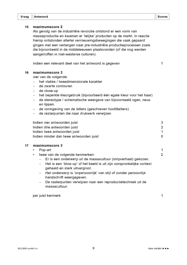 Correctievoorschrift examen HAVO tekenen, handenarbeid en textiele werkvormen 2009, tijdvak 1. Pagina 9