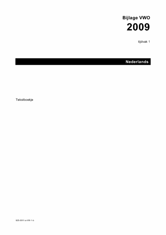 Bijlage examen VWO Nederlands 2009, tijdvak 1. Pagina 1