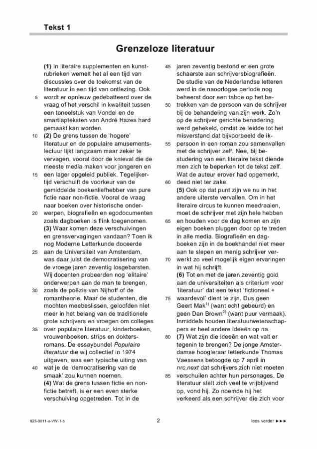 Bijlage examen VWO Nederlands 2009, tijdvak 1. Pagina 2
