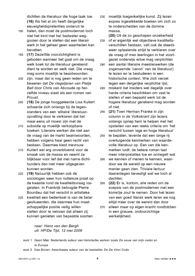 Bijlage examen VWO Nederlands 2009, tijdvak 1. Pagina 4