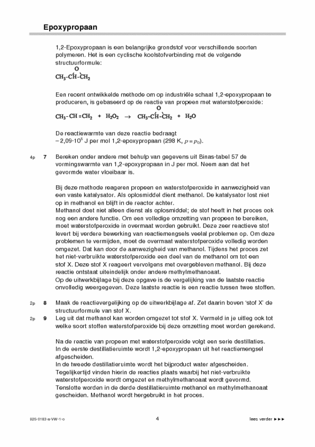Opgaven examen VWO scheikunde 1,2 2009, tijdvak 1. Pagina 4