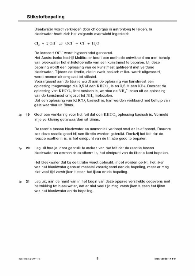 Opgaven examen VWO scheikunde 1,2 2009, tijdvak 1. Pagina 8