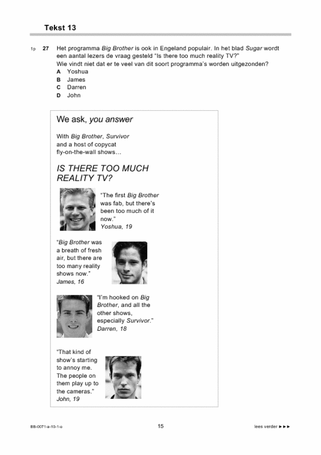 Opgaven examen VMBO BB Engels 2010, tijdvak 1. Pagina 15