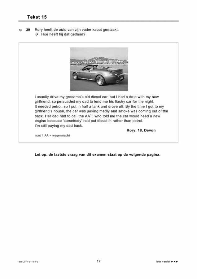 Opgaven examen VMBO BB Engels 2010, tijdvak 1. Pagina 17