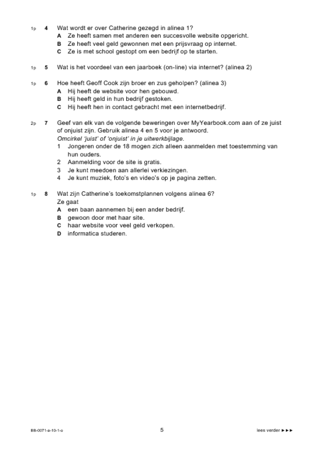 Opgaven examen VMBO BB Engels 2010, tijdvak 1. Pagina 5