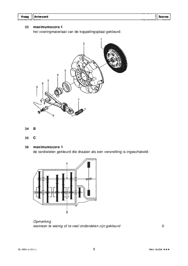 Correctievoorschrift examen VMBO GLTL voertuigentechniek 2018, tijdvak 1. Pagina 9