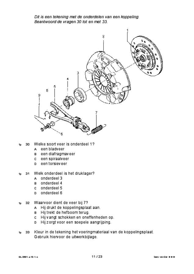 Opgaven examen VMBO GLTL voertuigentechniek 2018, tijdvak 1. Pagina 11