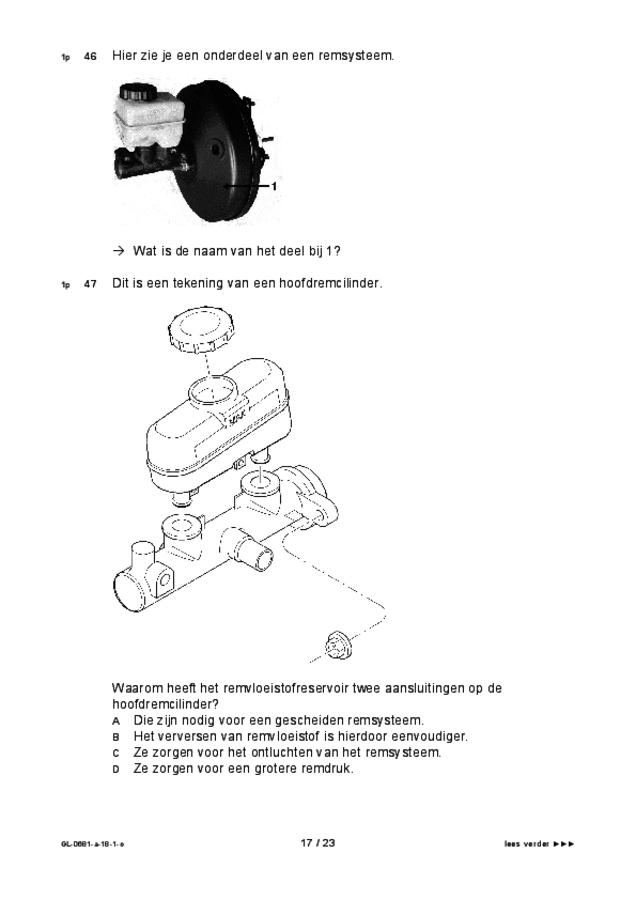 Opgaven examen VMBO GLTL voertuigentechniek 2018, tijdvak 1. Pagina 17
