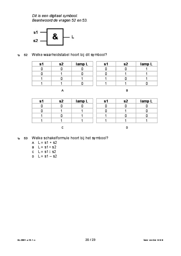 Opgaven examen VMBO GLTL voertuigentechniek 2018, tijdvak 1. Pagina 20