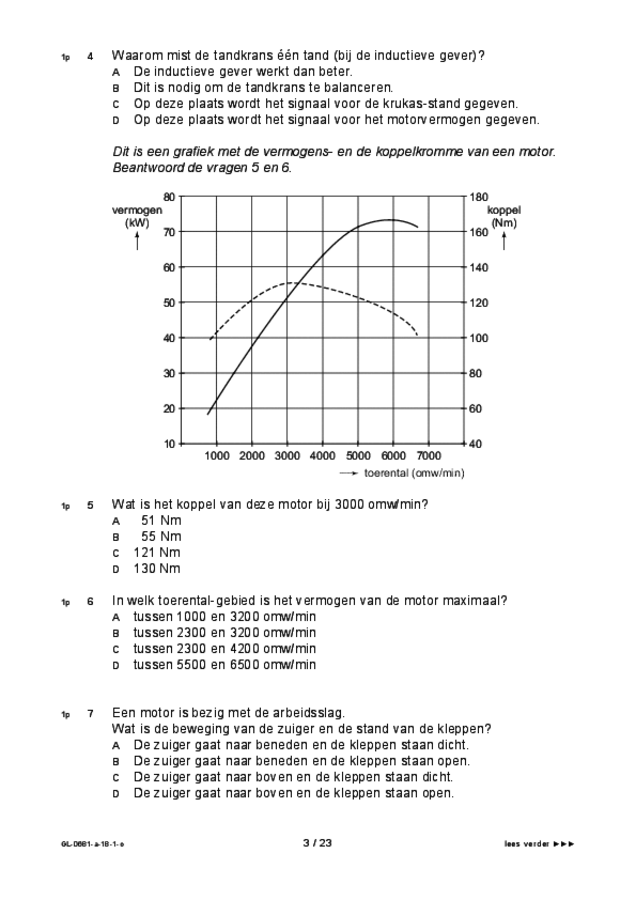 Opgaven examen VMBO GLTL voertuigentechniek 2018, tijdvak 1. Pagina 3