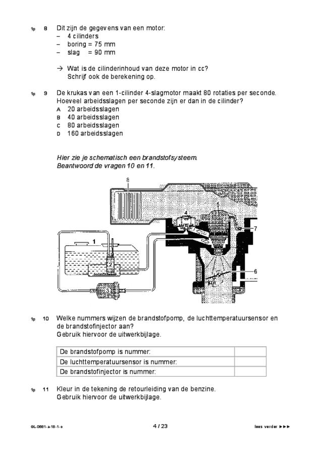 Opgaven examen VMBO GLTL voertuigentechniek 2018, tijdvak 1. Pagina 4