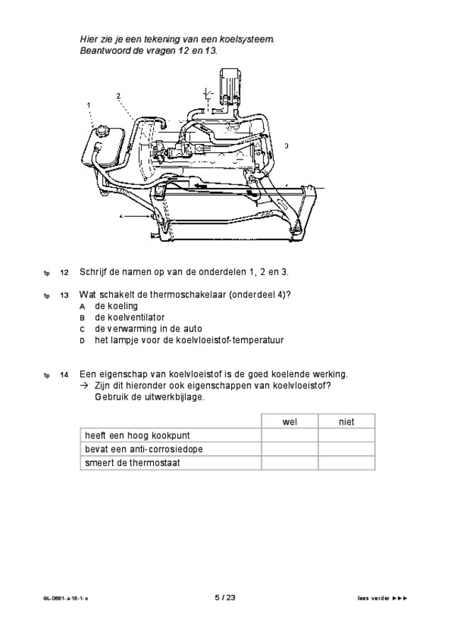 Opgaven examen VMBO GLTL voertuigentechniek 2018, tijdvak 1. Pagina 5