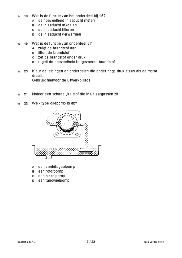Opgaven examen VMBO GLTL voertuigentechniek 2018, tijdvak 1. Pagina 7