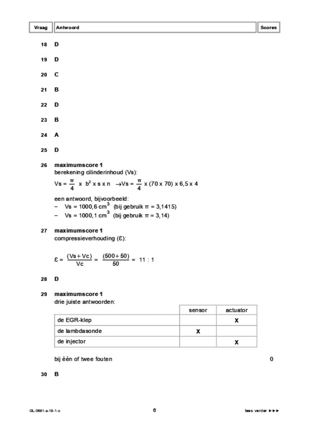 Correctievoorschrift examen VMBO GLTL voertuigentechniek 2019, tijdvak 1. Pagina 6