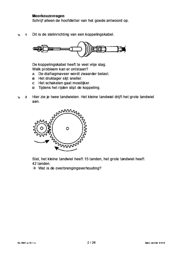 Opgaven examen VMBO GLTL voertuigentechniek 2019, tijdvak 1. Pagina 2