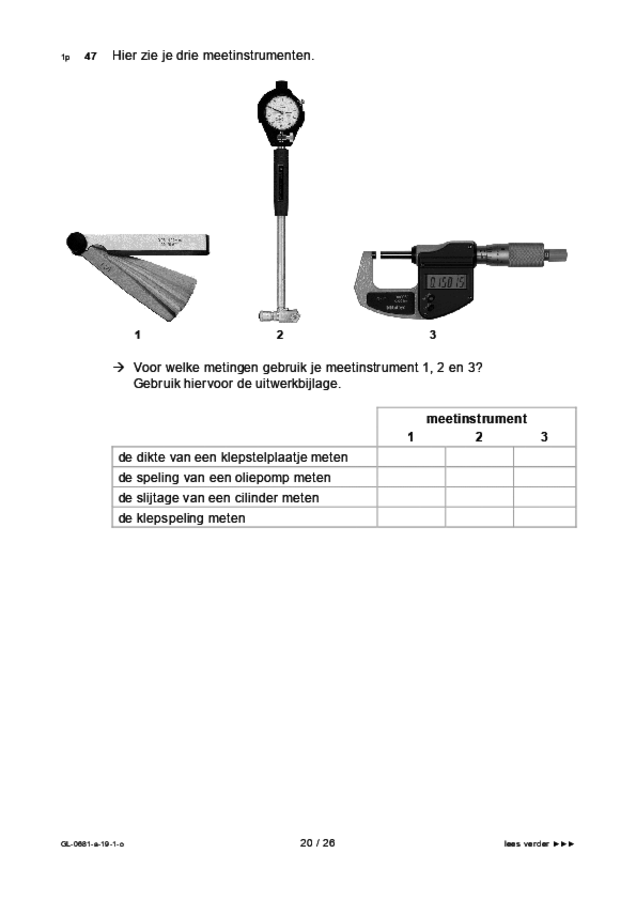 Opgaven examen VMBO GLTL voertuigentechniek 2019, tijdvak 1. Pagina 20