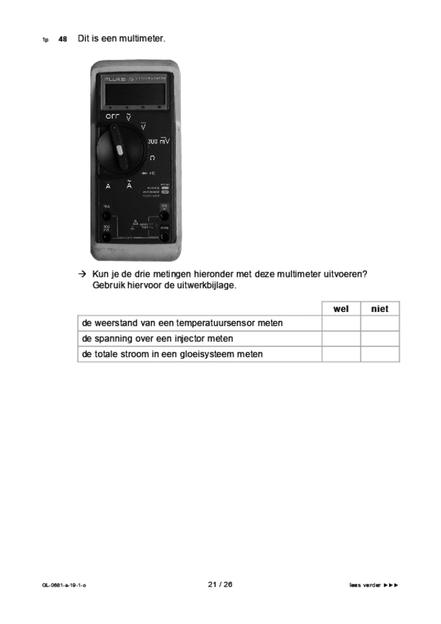 Opgaven examen VMBO GLTL voertuigentechniek 2019, tijdvak 1. Pagina 21