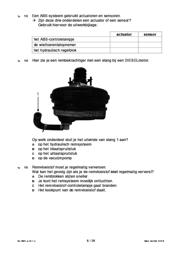 Opgaven examen VMBO GLTL voertuigentechniek 2019, tijdvak 1. Pagina 8