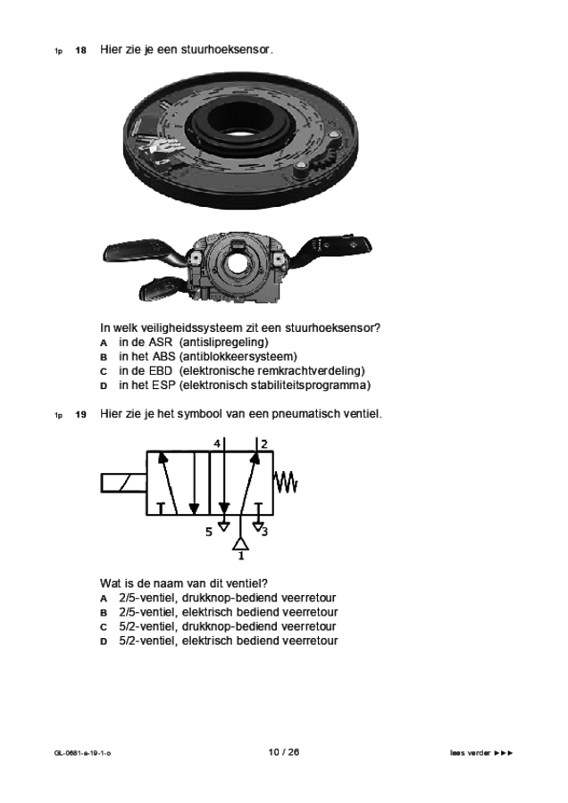 Opgaven examen VMBO GLTL voertuigentechniek 2019, tijdvak 1. Pagina 10