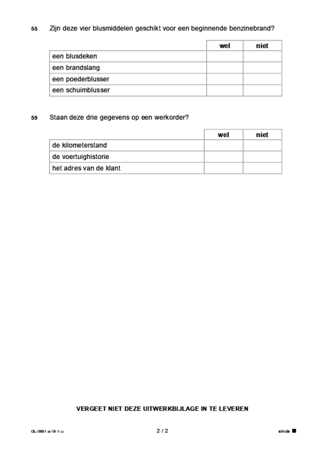 Uitwerkbijlage examen VMBO GLTL voertuigentechniek 2019, tijdvak 1. Pagina 2