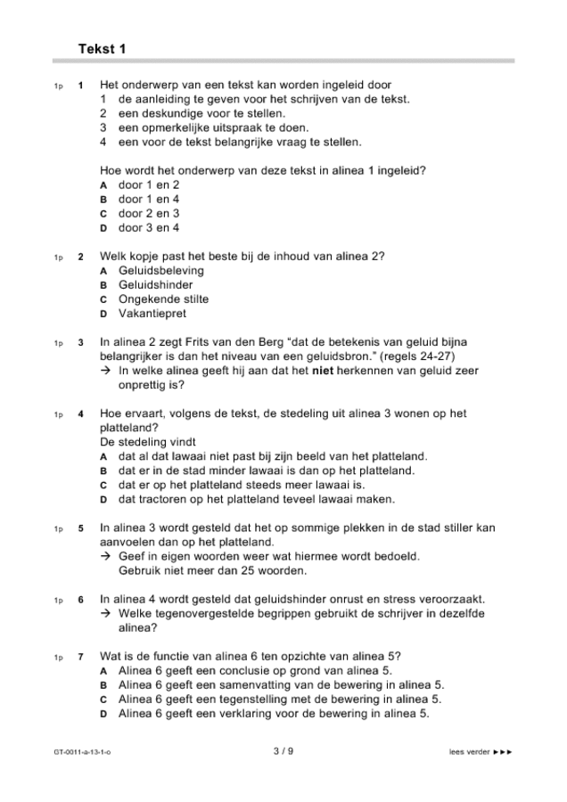 Opgaven examen VMBO GLTL Nederlands 2013, tijdvak 1. Pagina 3