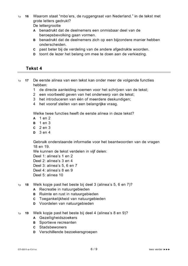 Opgaven examen VMBO GLTL Nederlands 2013, tijdvak 1. Pagina 6